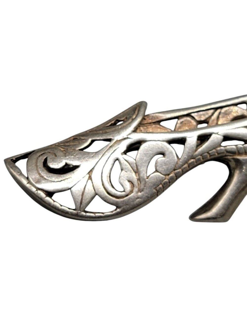 Jezlaine Sterling Silver Vintage High Heel Brooch Open 925 Metal Work 1940s - Picture 6 of 9